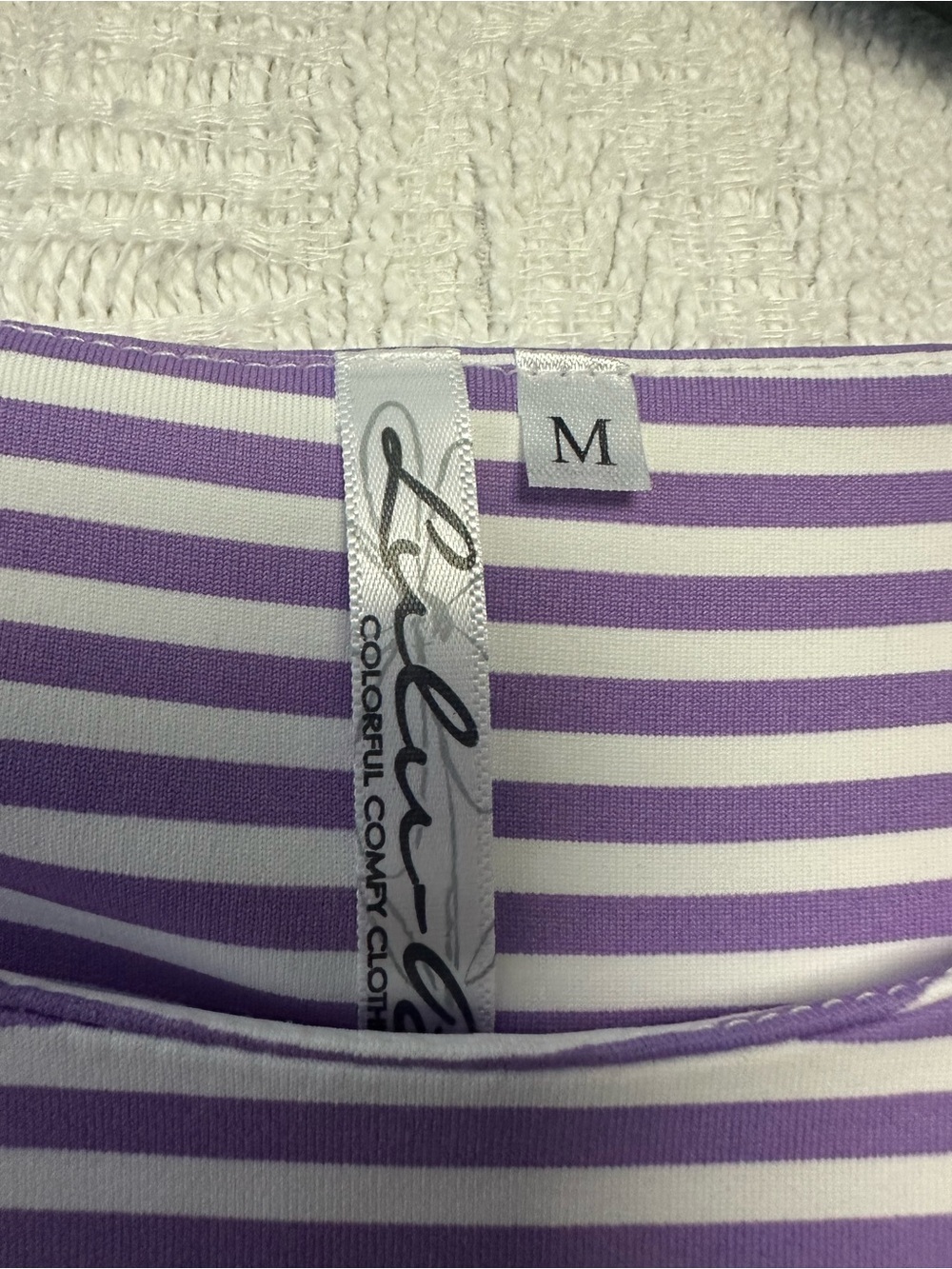 Lulu-B Lavender and White Striped Midi Shift Dress - Picture 4 of 8